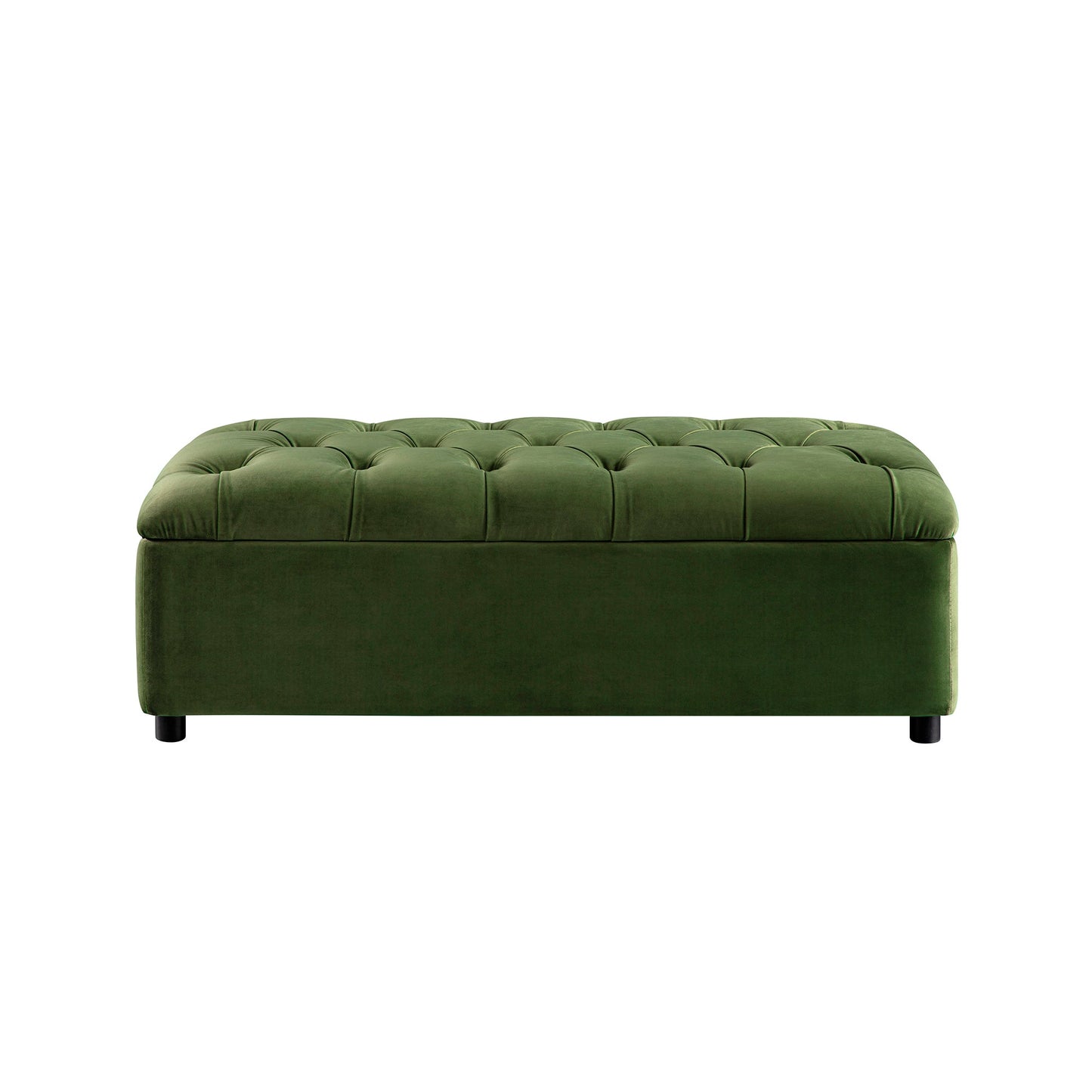 Portland Small Double Buttoned Fold-Out Bed in Ottoman, Moss Green Velvet
