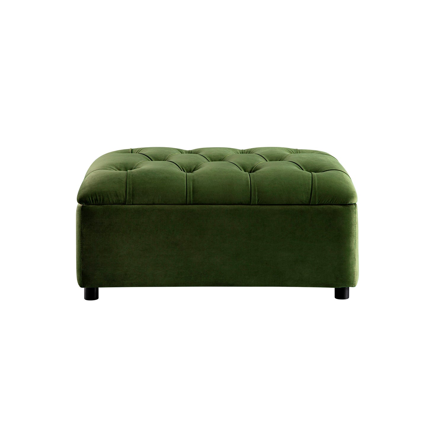Portland Single Buttoned Fold-Out Bed in Ottoman, Moss Green Velvet