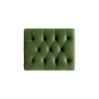 Portland Single Buttoned Fold-Out Bed in Ottoman, Moss Green Velvet