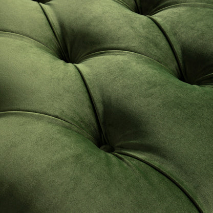 Portland Single Buttoned Fold-Out Bed in Ottoman, Moss Green Velvet