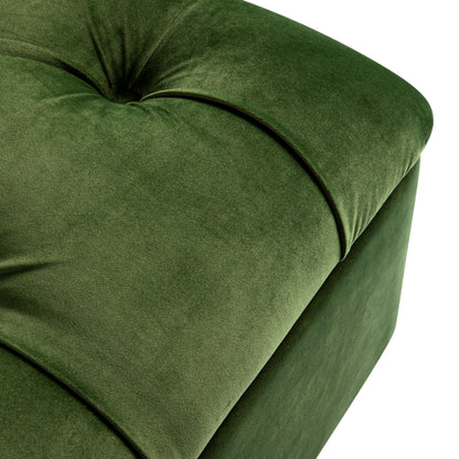 Portland Single Buttoned Fold-Out Bed in Ottoman, Moss Green Velvet