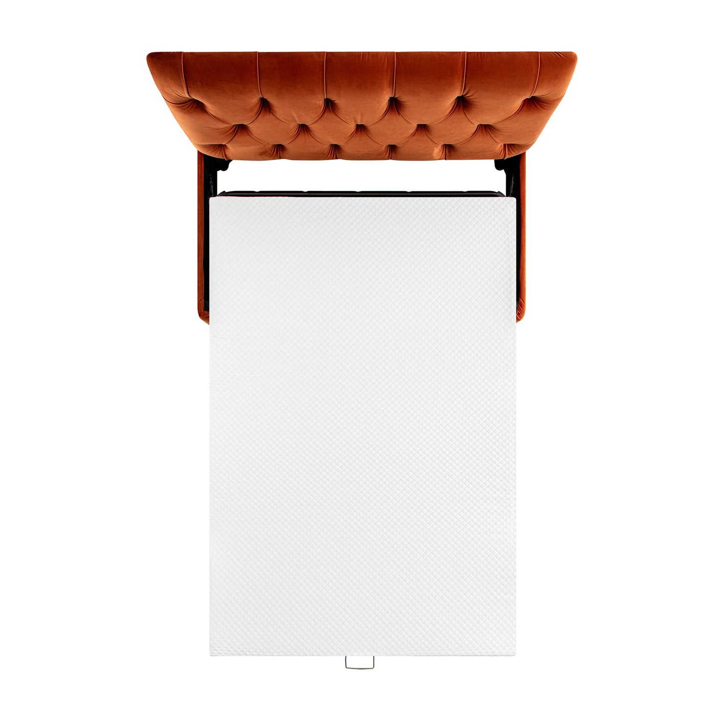 Portland Small Double Buttoned Fold-Out Bed in Ottoman, Rust Velvet