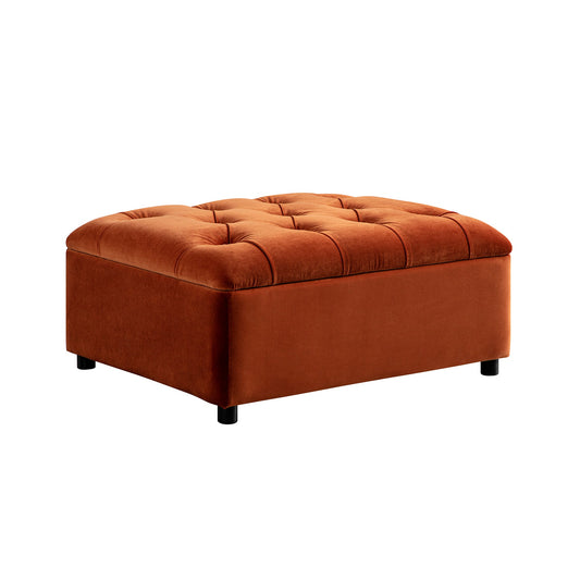 Portland Single Buttoned Fold-Out Bed in Ottoman, Rust Velvet