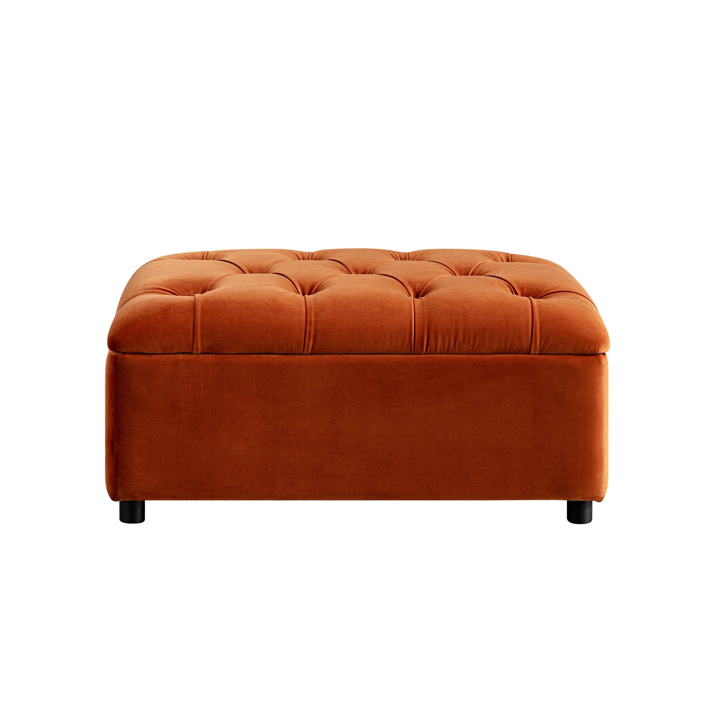 Portland Single Buttoned Fold-Out Bed in Ottoman, Rust Velvet