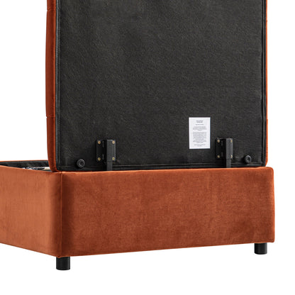 Portland Single Buttoned Fold-Out Bed in Ottoman, Rust Velvet