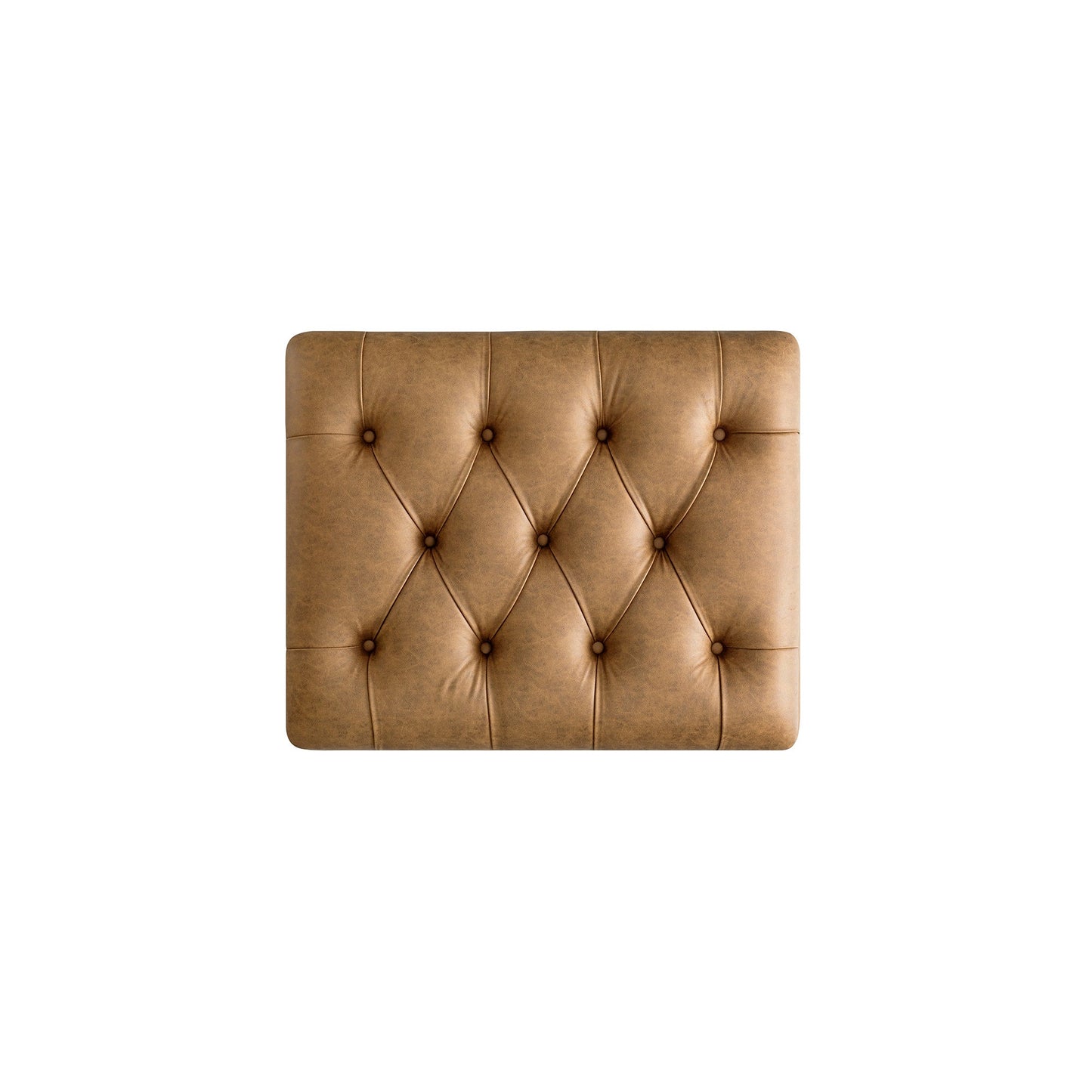 Portland Single Buttoned Fold-Out Bed in Ottoman, Tan Faux Suede