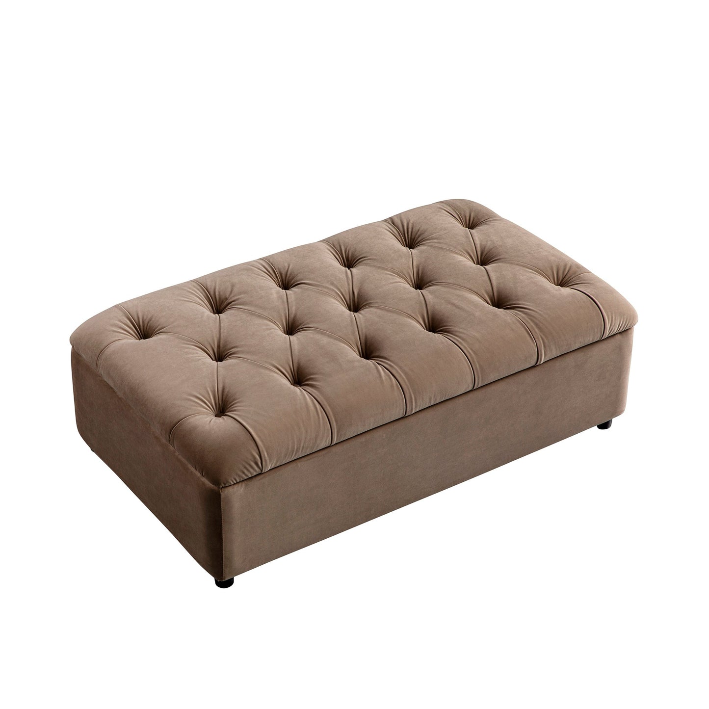 Portland Small Double Buttoned Fold-Out Bed in Ottoman, Mink Velvet