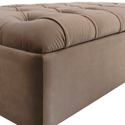 Portland Small Double Buttoned Fold-Out Bed in Ottoman, Mink Velvet