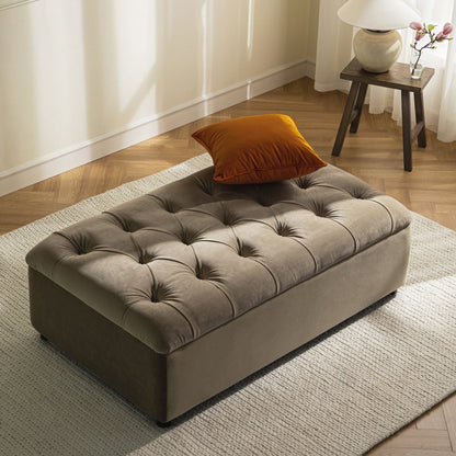 Portland Small Double Buttoned Fold-Out Bed in Ottoman, Mink Velvet
