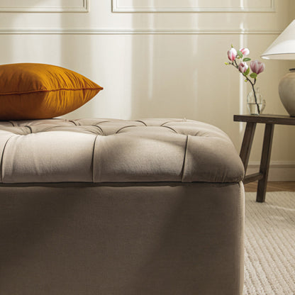 Portland Small Double Buttoned Fold-Out Bed in Ottoman, Mink Velvet