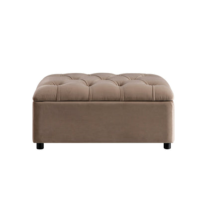 Portland Single Buttoned Fold-Out Bed in Ottoman, Mink Velvet