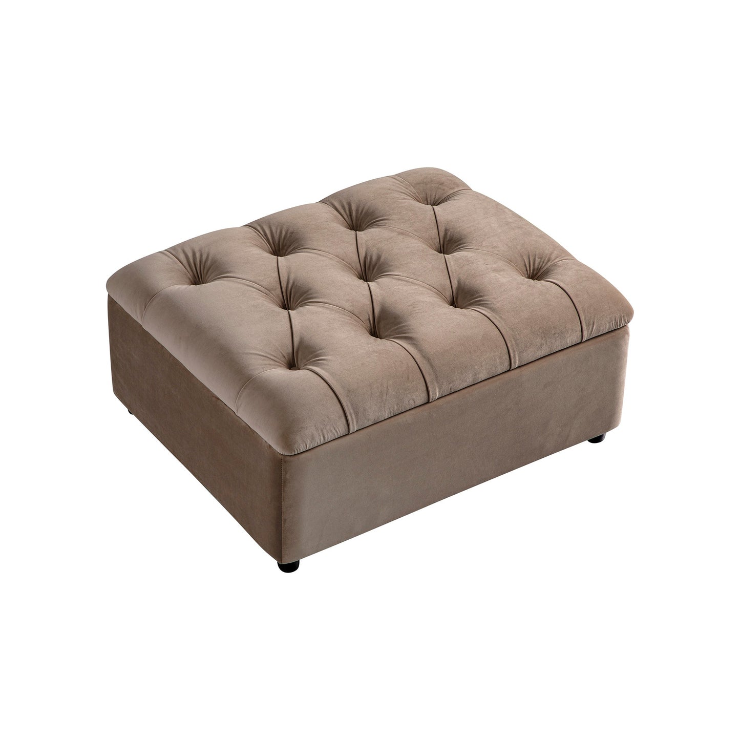 Portland Single Buttoned Fold-Out Bed in Ottoman, Mink Velvet