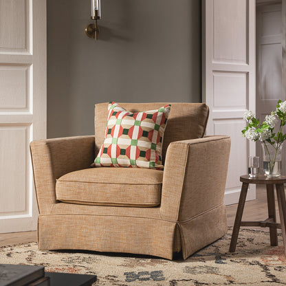 Fitz Skirted Armchair, Apricot Linen Blend