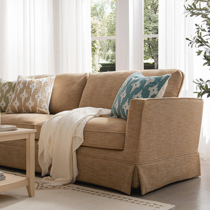 Fitz Skirted Large 3-Seater Sofa, Apricot Linen Blend
