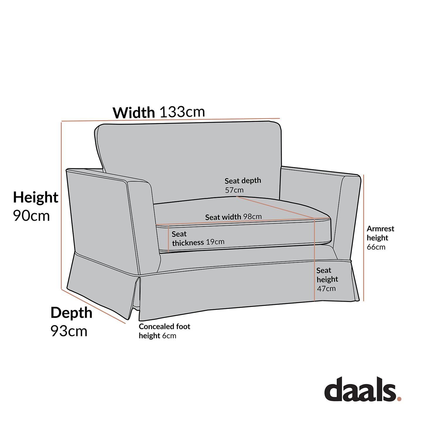 Fitz Skirted Loveseat, Apricot Linen Blend