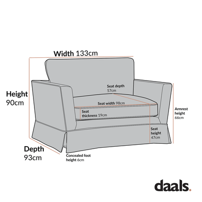 Fitz Skirted Loveseat, Sage Striped Linen Blend