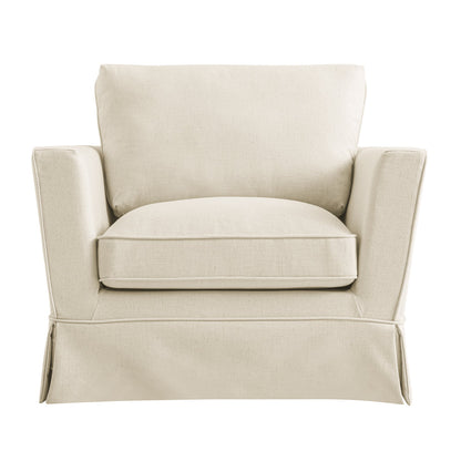 Fitz Skirted Armchair, Oatmeal Linen Blend