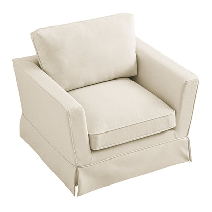 Fitz Skirted Armchair, Oatmeal Linen Blend