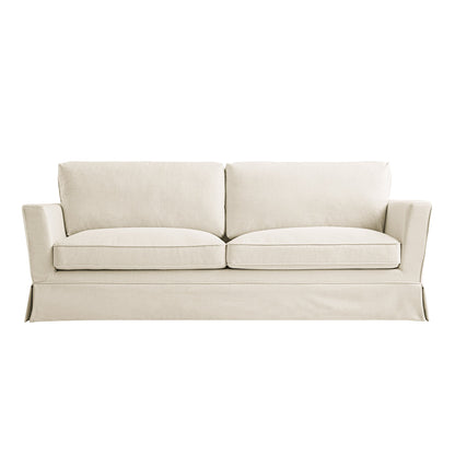 Fitz Skirted Large 3-Seater Sofa, Oatmeal Linen Blend