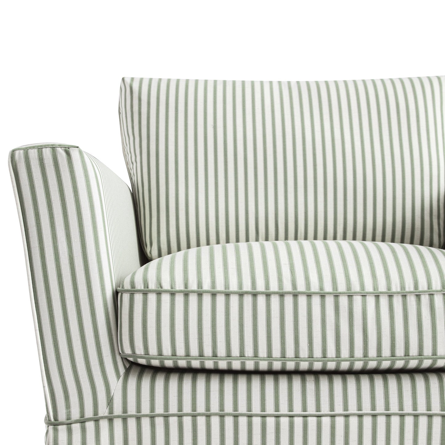 Fitz Skirted Armchair, Sage Striped Linen Blend