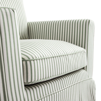 Fitz Skirted Armchair, Sage Striped Linen Blend