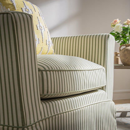 Fitz Skirted Armchair, Sage Striped Linen Blend