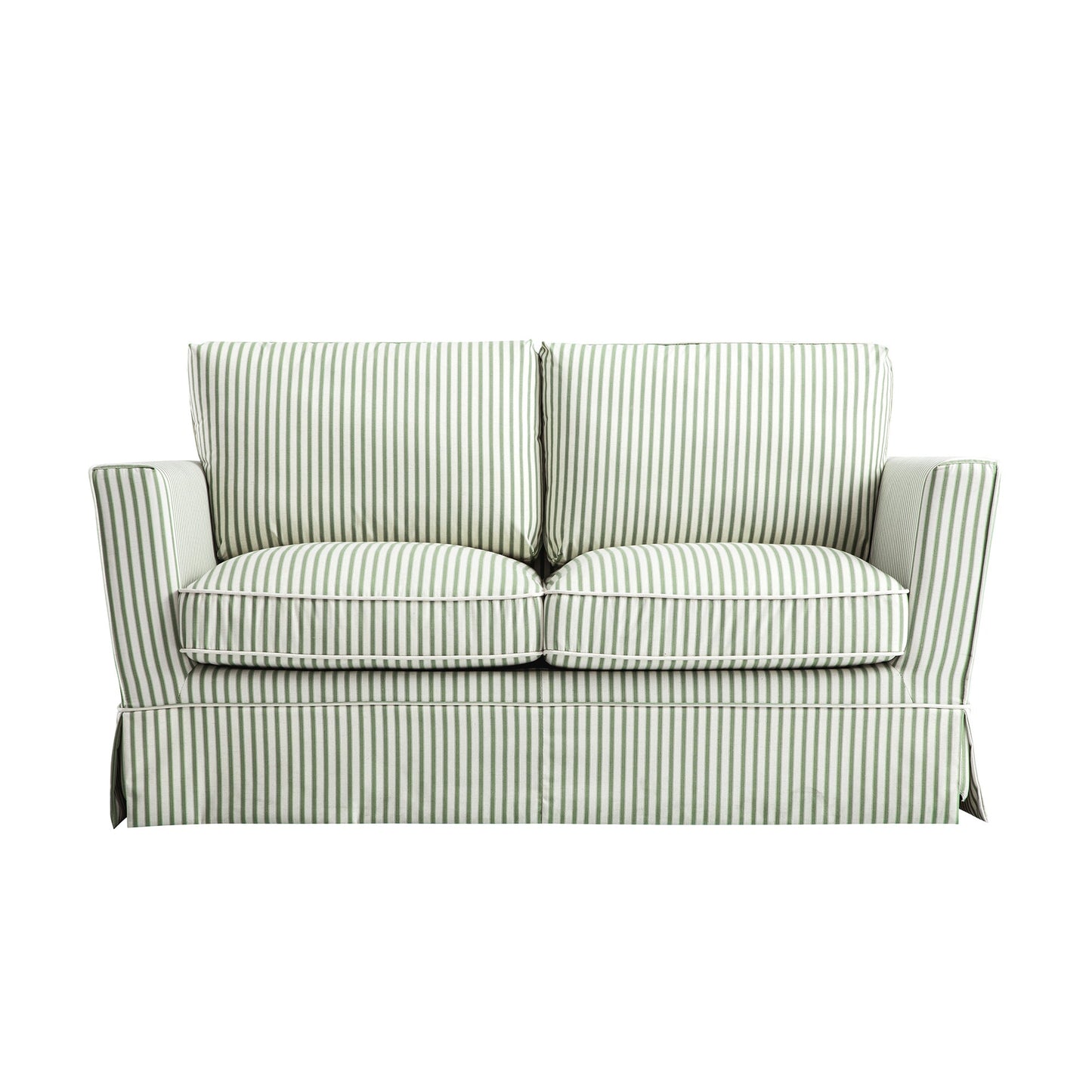 Fitz Skirted 2-Seater Sofa, Sage Striped Linen Blend