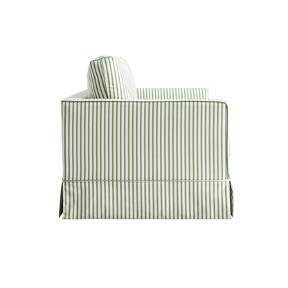 Fitz Skirted 2-Seater Sofa, Sage Striped Linen Blend