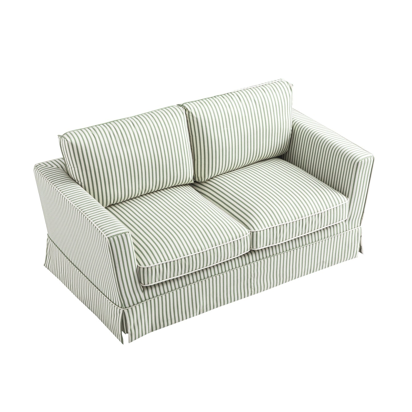 Fitz Skirted 2-Seater Sofa, Sage Striped Linen Blend