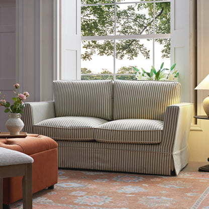 Fitz Skirted 2-Seater Sofa, Sage Striped Linen Blend