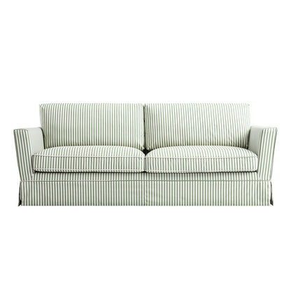 Fitz Skirted Large 3-Seater Sofa, Sage Striped Linen Blend