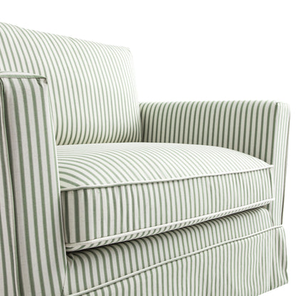 Fitz Skirted Loveseat, Sage Striped Linen Blend