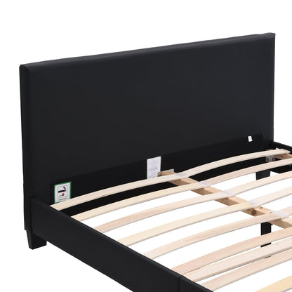 URSA Black PU Leather Bed Frame with LED on Footend