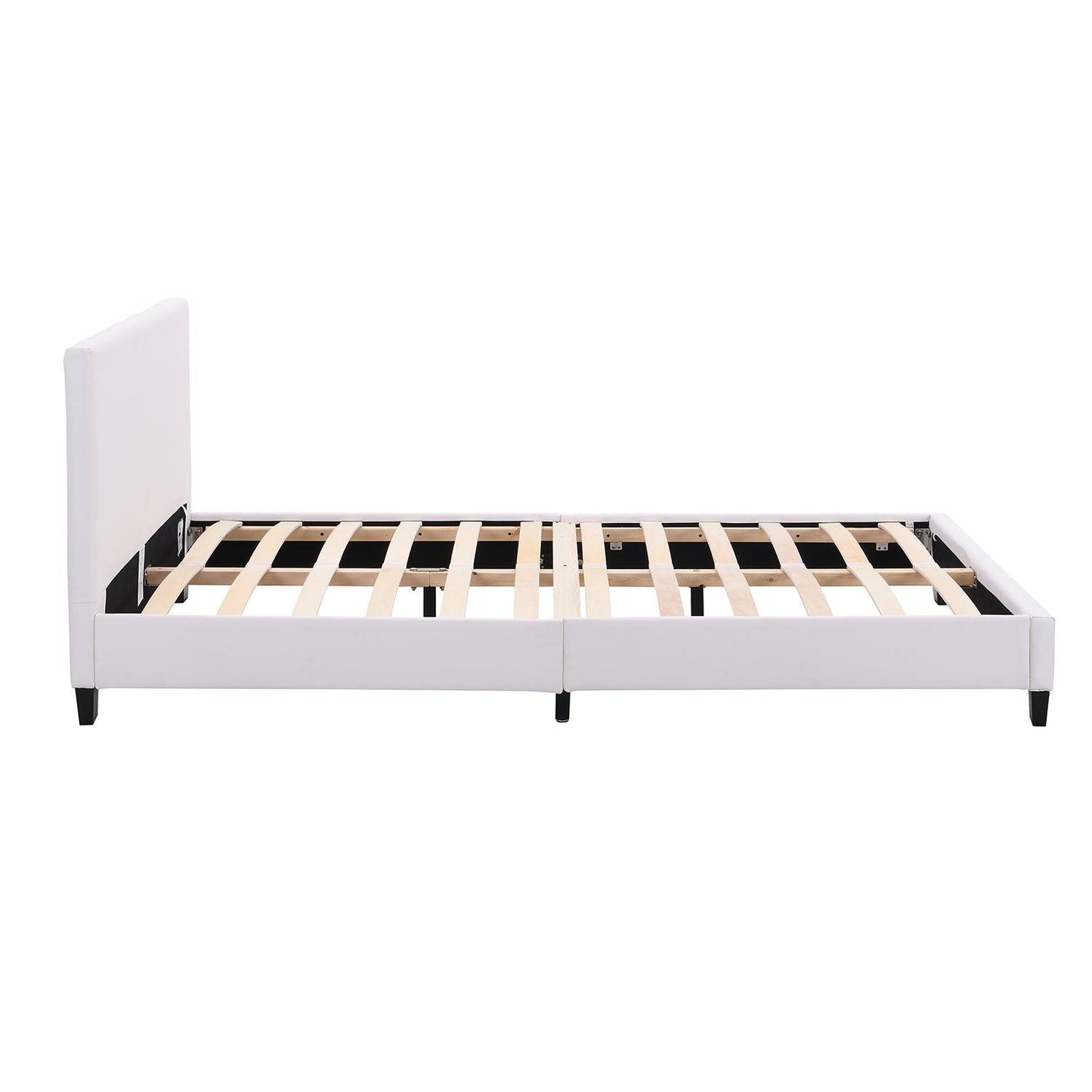 URSA White PU Leather Bed Frame with LED on Footend