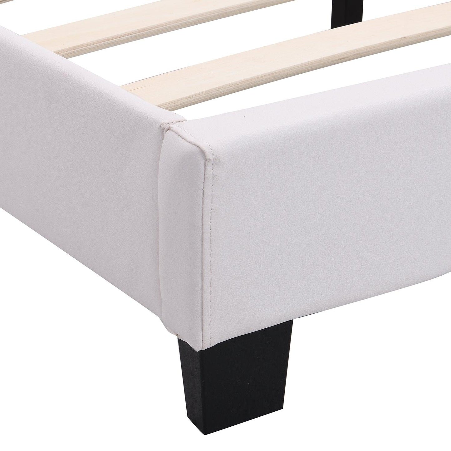 URSA White PU Leather Bed Frame with LED on Footend