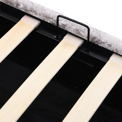 Hayden Crushed Velvet Side Lift Storage Ottoman Upholstered Bed Frame Silver