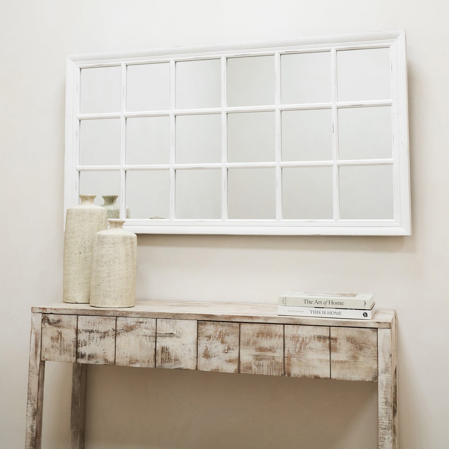 Sasha - White Shabby Chic Rectangular Window Mirror 134cm x 70cm