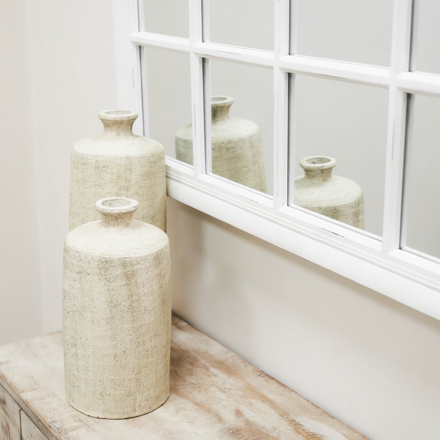 Sasha - White Shabby Chic Rectangular Window Mirror 134cm x 70cm