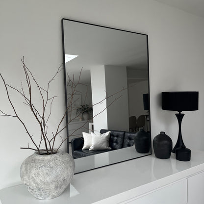 Theo - Black Rectangular Metal Large Wall Mirror 120cm x 90cm