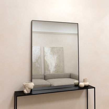 Theo - Black Rectangular Metal Large Wall Mirror 120cm x 90cm