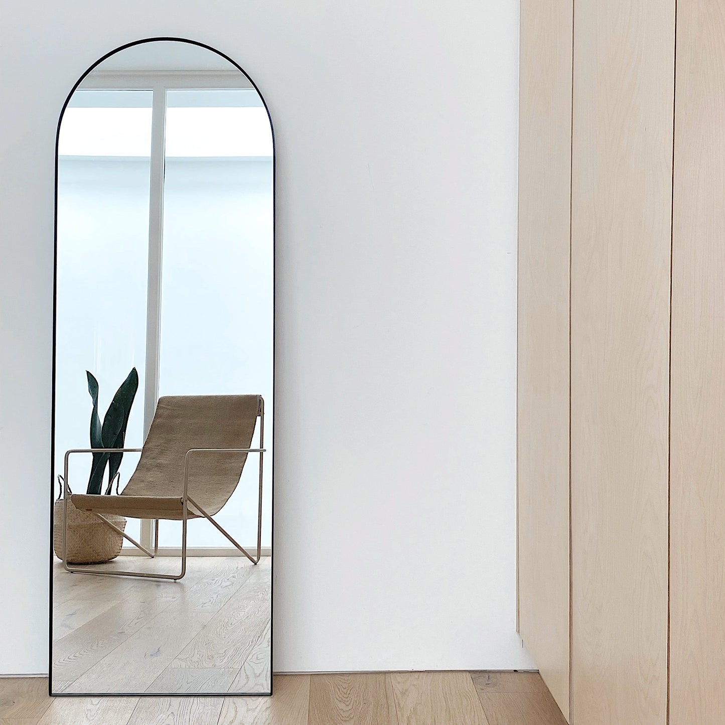 Theo - Full Length Black Arched Large Metal Mirror 160cm x 50cm