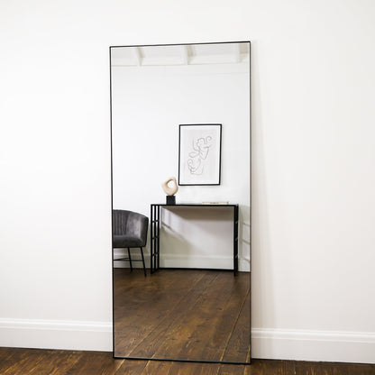 Theo - Full Length Black Rectangular Large Metal Mirror 160cm x 60cm