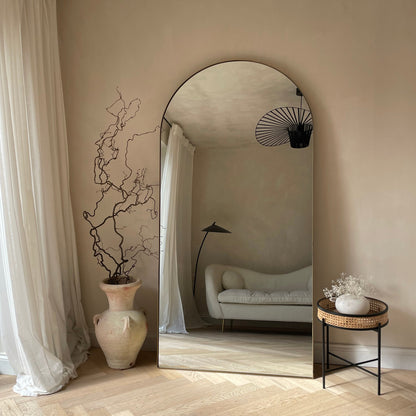 Theo - Full Length Gold Arched Large Metal Mirror 180cm x 90cm