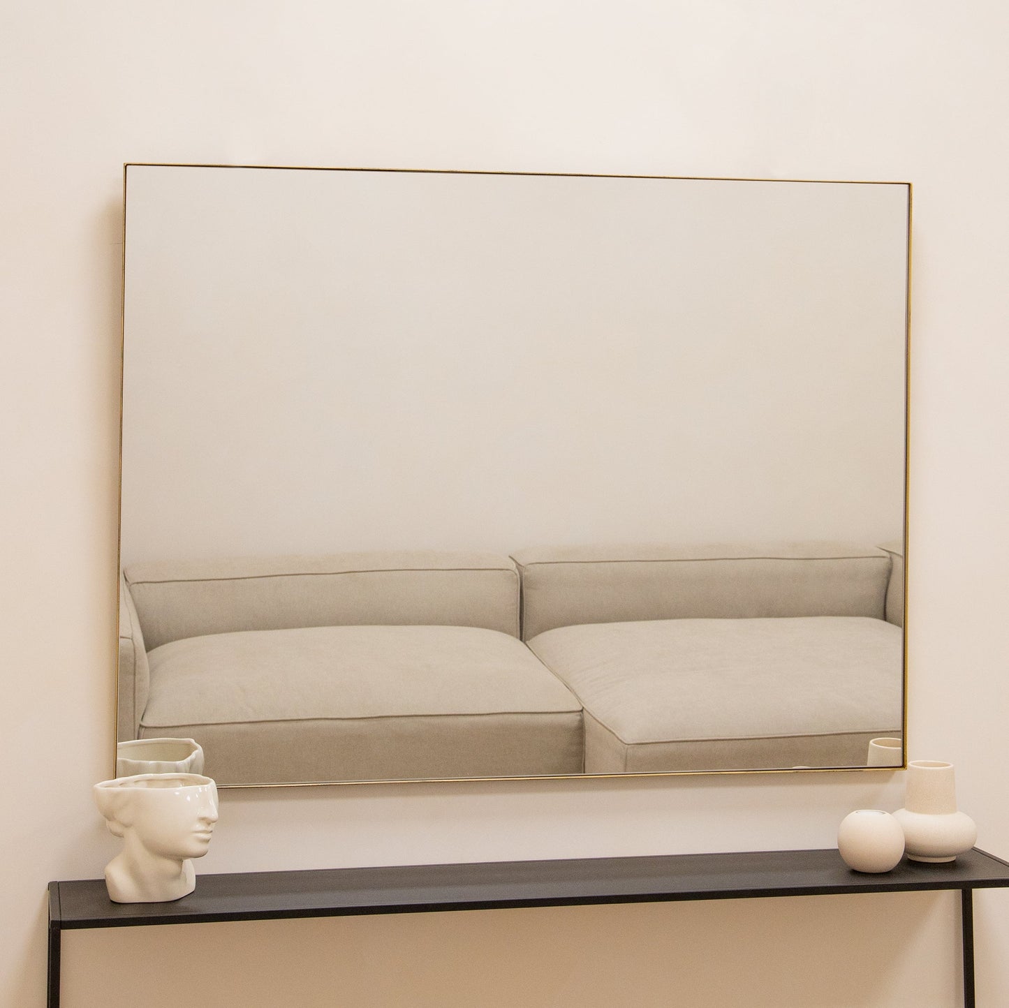 Theo - Gold Rectangular Metal Large Wall Mirror 120cm x 90cm