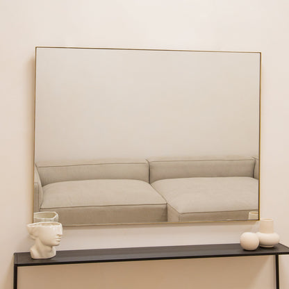 Theo - Gold Rectangular Metal Large Wall Mirror 120cm x 90cm