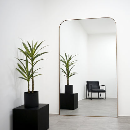 Theo - Full Length Gold Curved Extra Large Metal Mirror 200cm x 120cm