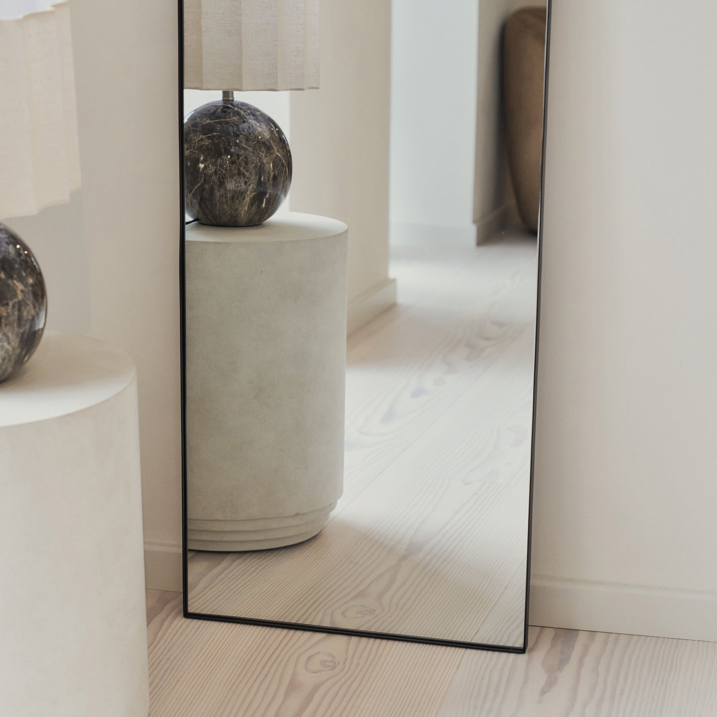 Theo - Full Length Black Arched Large Metal Mirror 160cm x 50cm