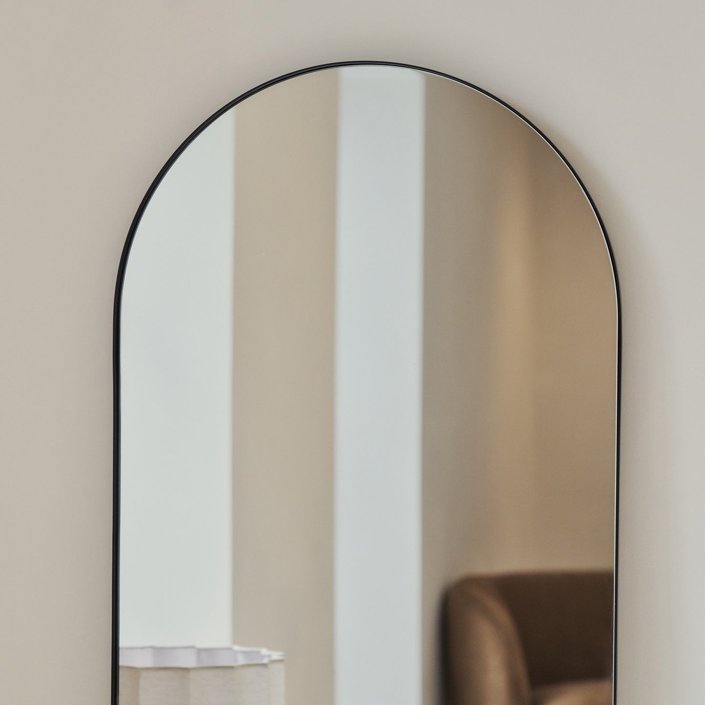 Theo - Full Length Black Arched Large Metal Mirror 160cm x 50cm