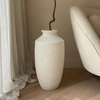 Toledo - Large White Textured Terracotta Vase