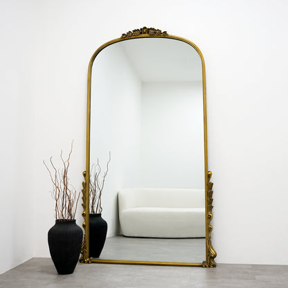 Valentina - Full Length Gold Arched Ornate Metal Mirror 196cm x 110cm